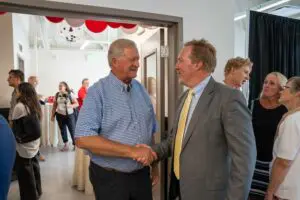 Wilford Clyde with Dave Layton President of Layton Construction.