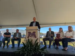 Jeremy Hafen speaking at MTECH groundbreaking