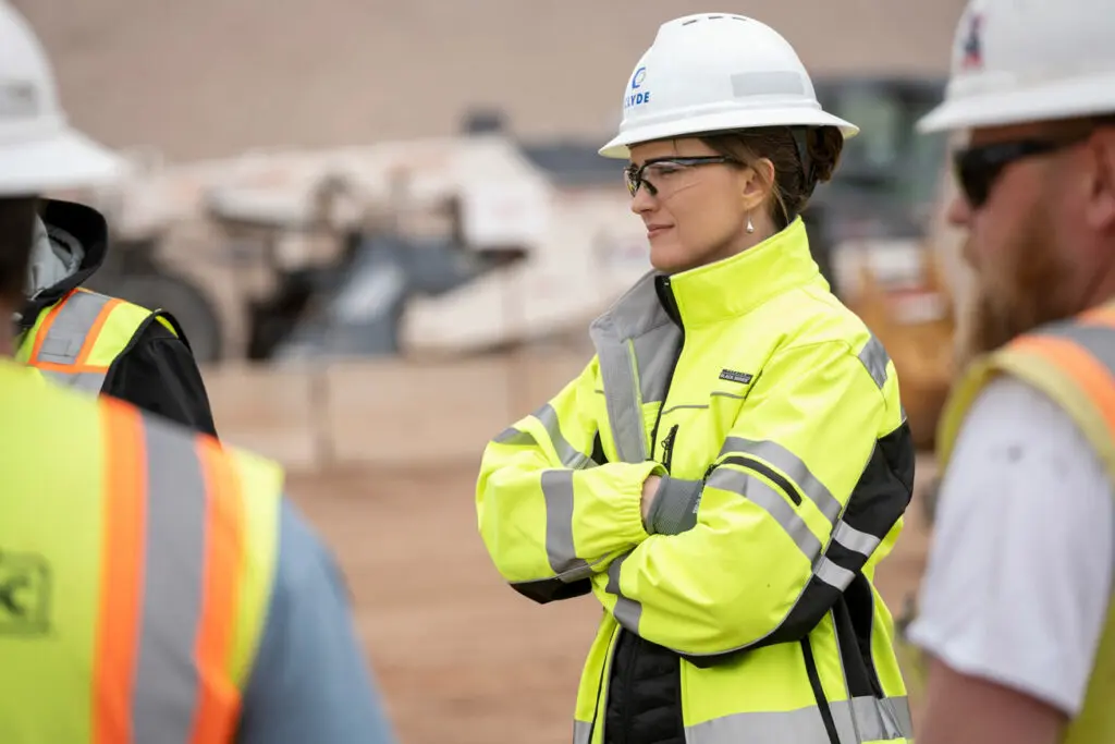 Ally Isom at a construction site